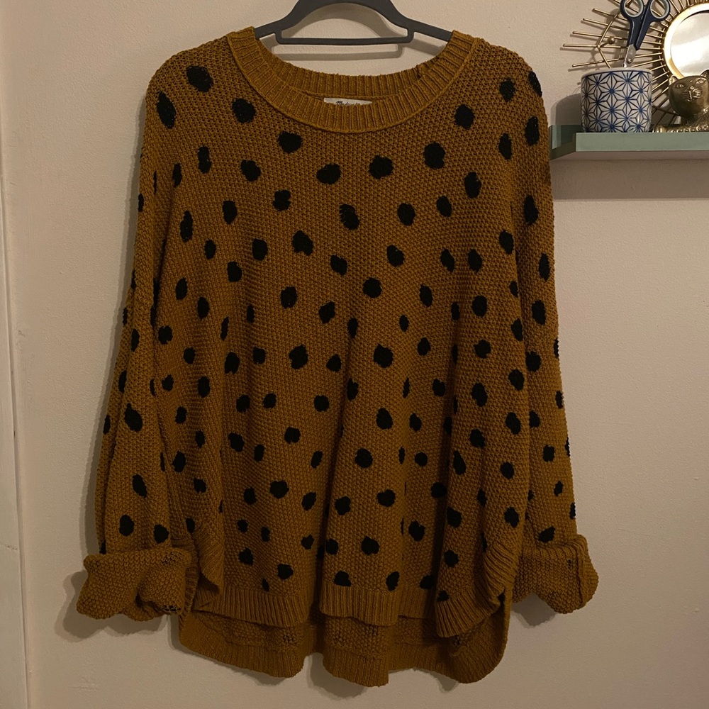 Madewell Brown and Black Polka Dot Knit Sweater